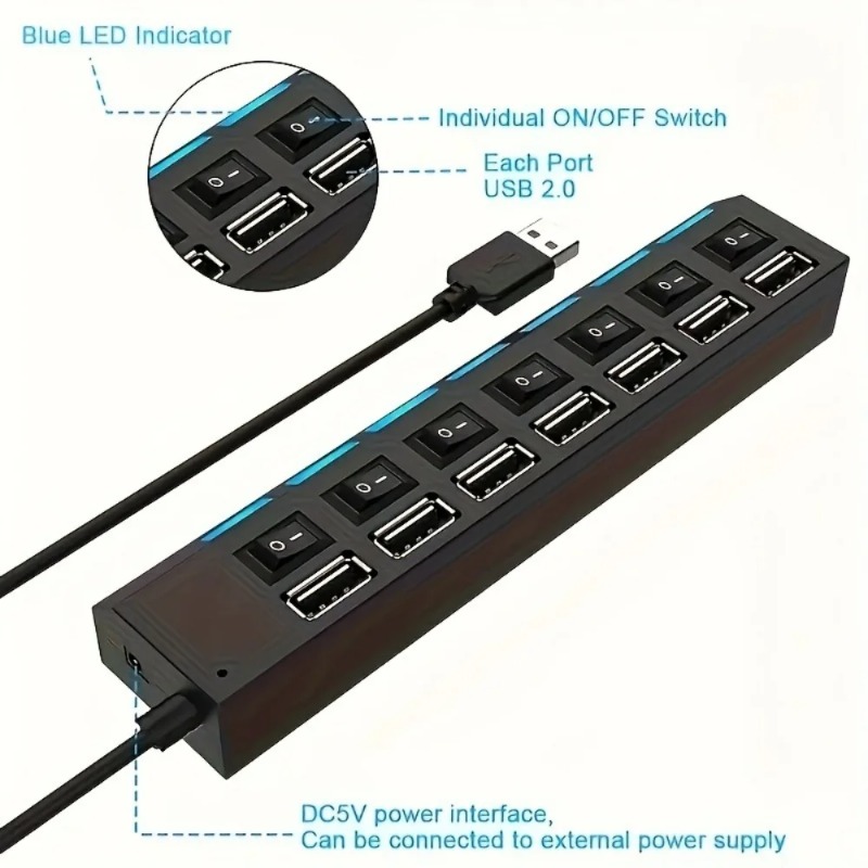 USB 2.0 Hub 4/7 Port Splitter  - Laptop Accessories For Programmers recension och pris